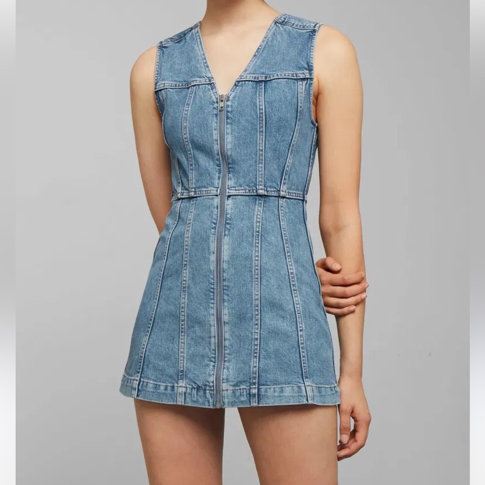 Weekday Day Denim Dress Size 38 Zip Up Sleeveless